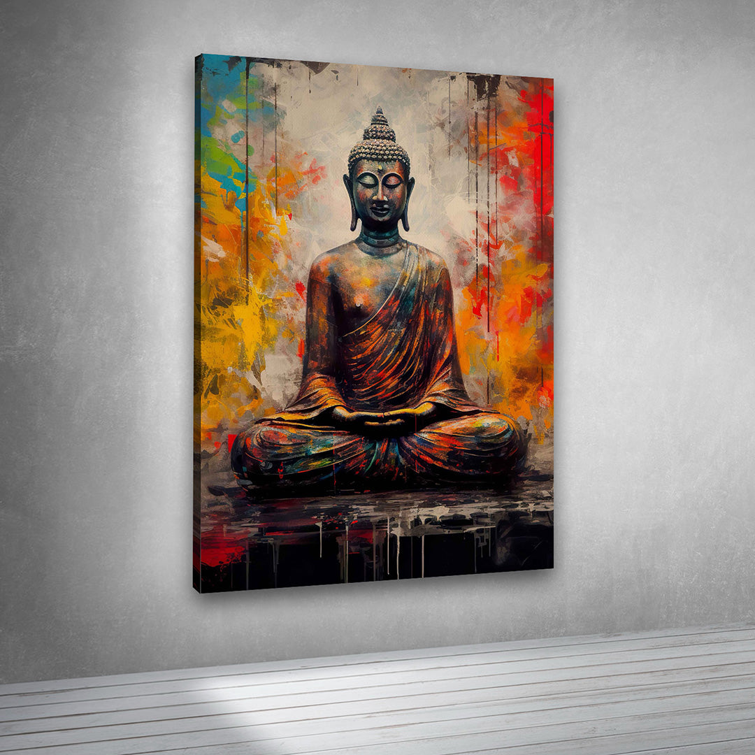 Lord Buddha Meditation Abstract Canvas Painting Wall Art