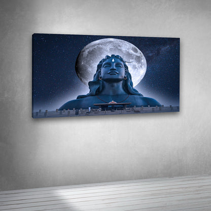 Lord Shiva Moonlight Meditation Wall Painting – Adiyogi Shiva Canvas Art