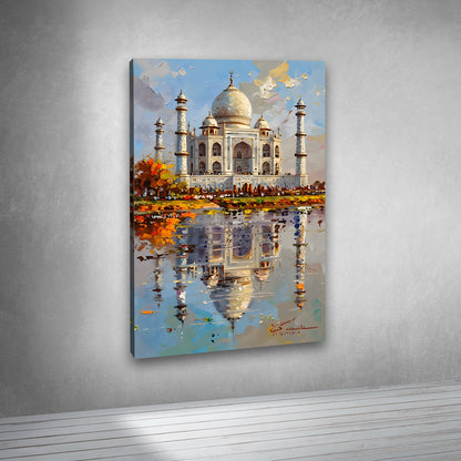 Taj Mahal Canvas Painting Frame Wall Art Decor | Large Size Taj Mahal Monument Canvas Painting for Living Room