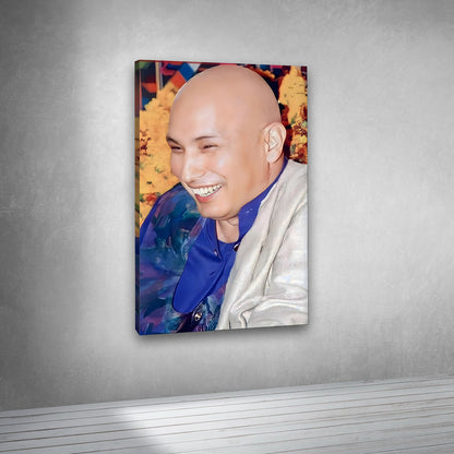 Guruji Artistic Portrait Canvas Wall Art | Modern Devotional Painting for Home & Meditation Decor
