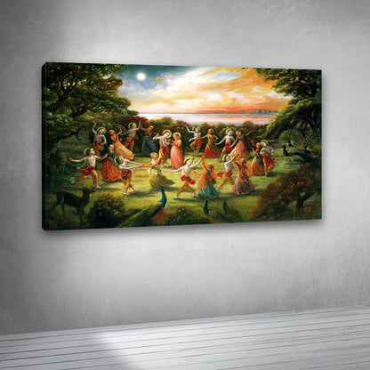 Krishna Raas Leela Canvas Painting Spiritual Wall Art for Living Room