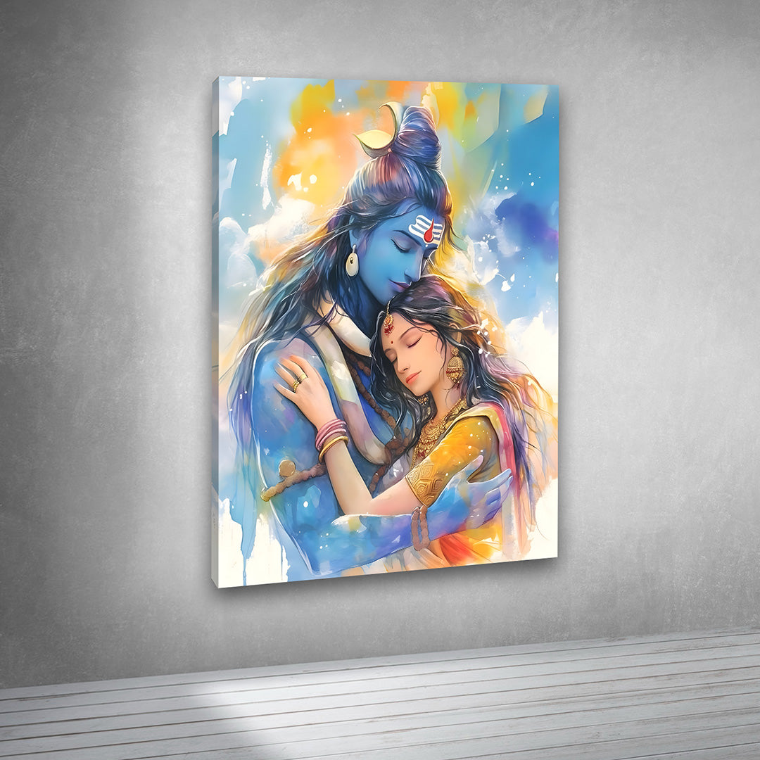 Lord Shiva Parvati canvas painting frame canvas wall arts decor large size painting for living room