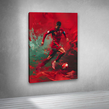 Cristiano Ronaldo Football Canvas Painting Frame – Dynamic Soccer Player Canvas Wall Art Painting Frame for Living Room Decor