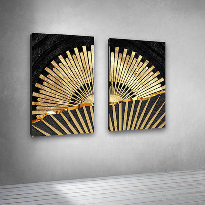 Abstract Golden Sunrise Canvas Painting Wall Art Set – Frame for Living Room (18 x 24 Inches Each Part)