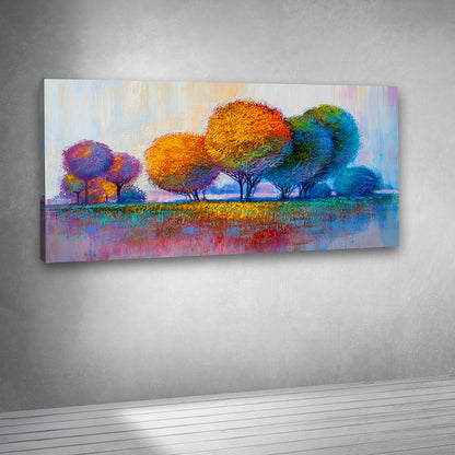 Colorful Abstract Trees Canvas Painting Frame – Modern Landscape Canvas Wall Art Painting Frame for Living Room Wall Decor