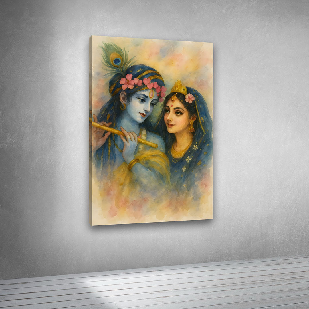 Radha Krishna Divine Canvas Painting | Elegant Wall Decor for Living Room