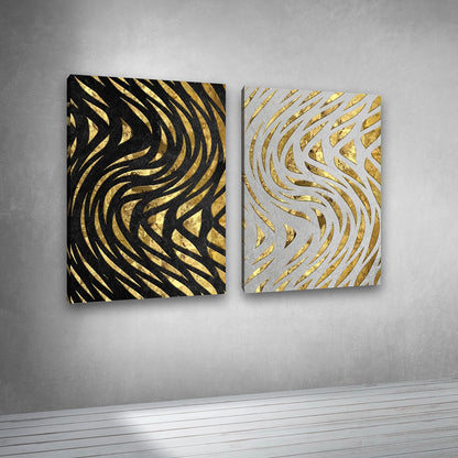 Abstract Gold Pattern Canvas Painting Wall Art Set – Large Size Frame for Living Room (18 x 24 Inches Each Part)