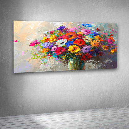 Colorful Abstract Flower Bouquet Canvas Painting Wall Art