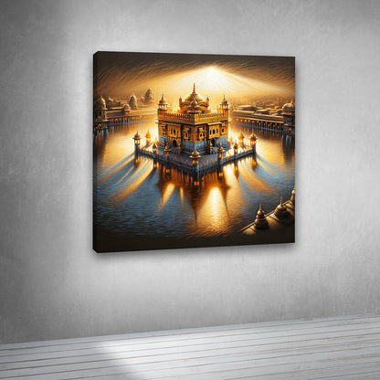 Golden Temple Wall Painting – Harmandir Sahib Spiritual Canvas Art