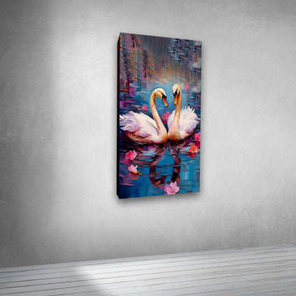 Canvas Painting Frame A Swan Couple Modern Wall Art Frame for Wall Decor | Big Large Size Canvas Painting Frame
