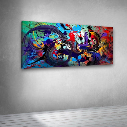 Canvas Painting Wall Frame | Vibrant Abstract Fluid Ink Splash Art | Big Large Size Modern Multi-Color Expressionist Wall Frame