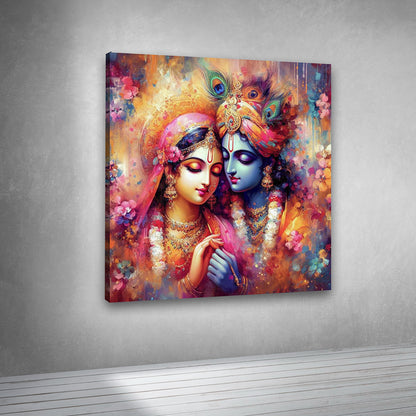 Radha Krishna Divine Love Canvas Painting Wall Art