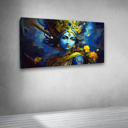 Lord Krishna Canvas Painting Frame Wall Art for Wall Decor | Big Large Size Canvas Painting Frame