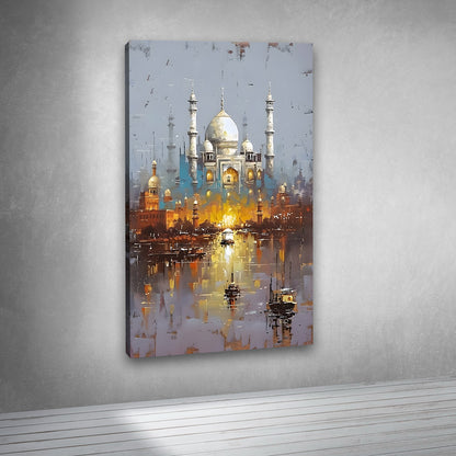 Taj Mahal Canvas Painting Frame – Elegant Taj Mahal Landscape Canvas Wall Art Painting Frame for Living Room Wall Decor