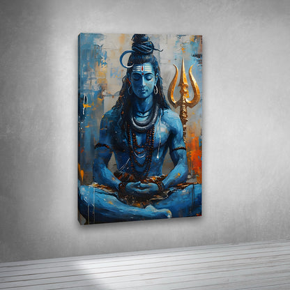 Lord Shiva Meditation Canvas Painting Frame Spiritual Wall Decor for Living Room