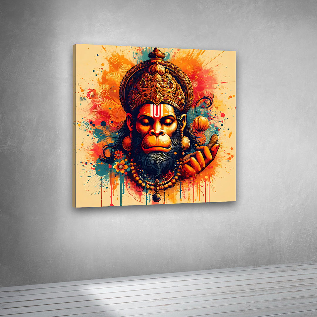 Abstract Lord Hanuman Canvas Painting Wall Art