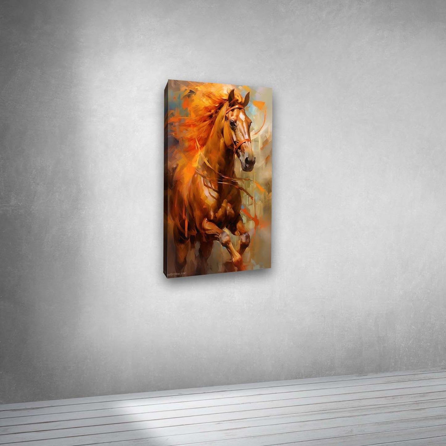 Abstract Canvas Painting Running Horse Wall Art Frame for Wall Decor | Abstract Wall Art Big Large Size Canvas Painting Frame