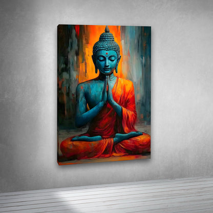 Meditating Buddha Canvas Painting Frame Spiritual Zen Wall Decor for Living Room