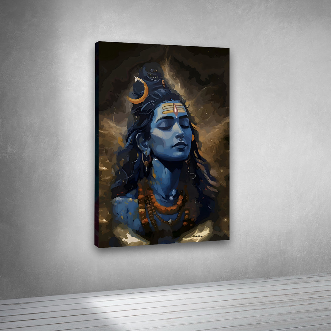 Lord Shiva Cosmic Meditation Canvas Painting Wall Art