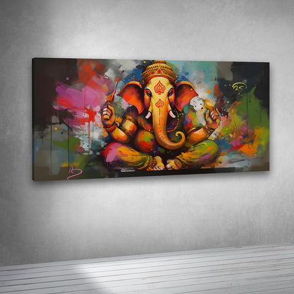 Abstract Ganesha canvas painting frame vibrant canvas wall arts decor large size painting for home