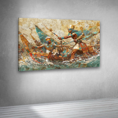 Ancient Warrior Battle Scene Canvas Painting Wall Art