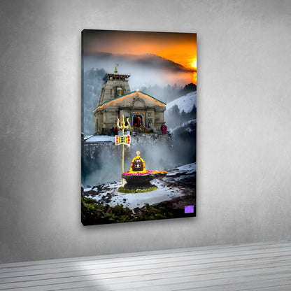 Shiva temple Kedarnath canvas painting frame canvas wall arts decor large size painting for living room