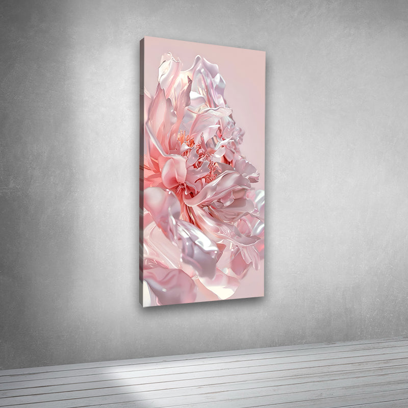 Canvas Painting Wall Frame | Silk Texture Pink Floral Abstract | Big Large Size Luxury Bedroom Wall Art
