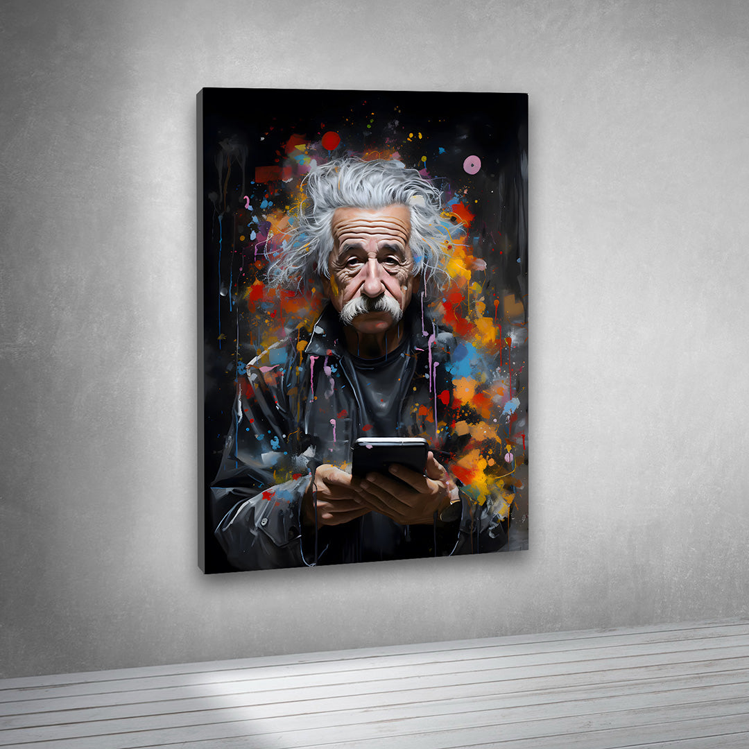 Albert Einstein Portrait Canvas Painting Frame – Modern Abstract Scientist Canvas Wall Art Painting Frame for Living Room Wall Decor