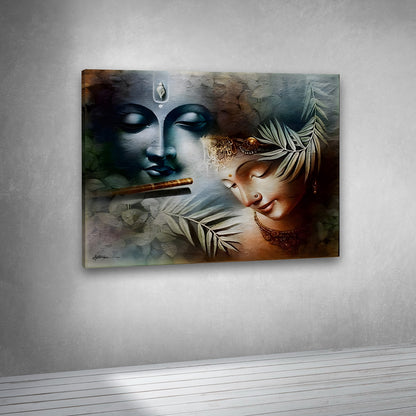 Krishna flute Radha canvas painting frame canvas wall arts decor large size painting for living room