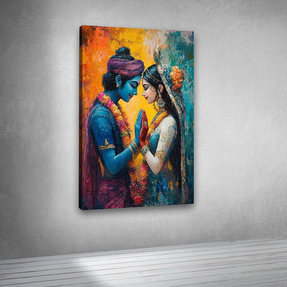 Radha Krishna Romantic Canvas Wall Painting for Living Room Decor