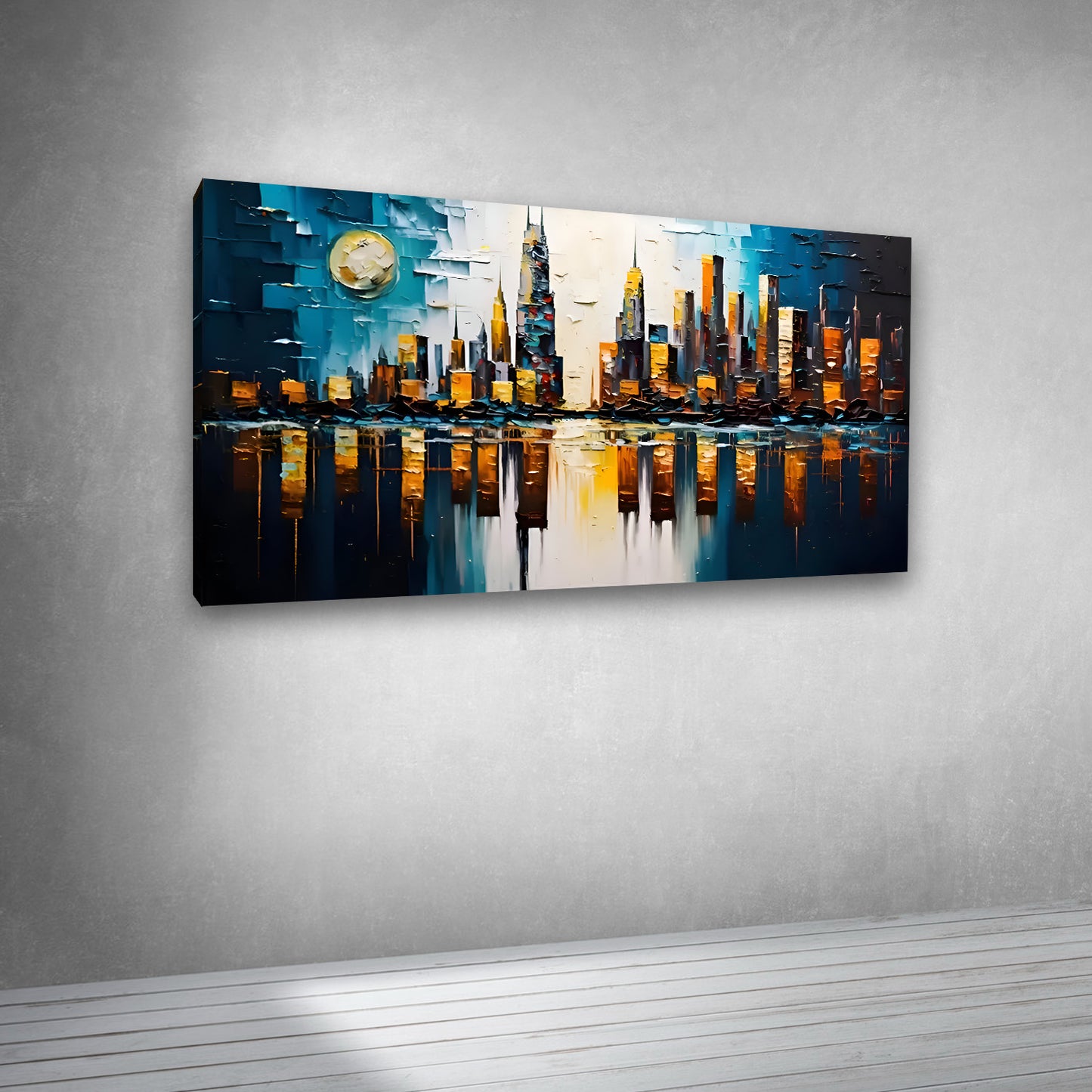 Canvas Painting Frame A City in Night Landscape Modern Wall Art for Wall Decor | Big Large Size Canvas Painting Frame