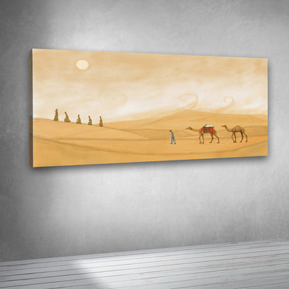 Desert Caravan Canvas Painting Arabian Landscape Wall Art Decor