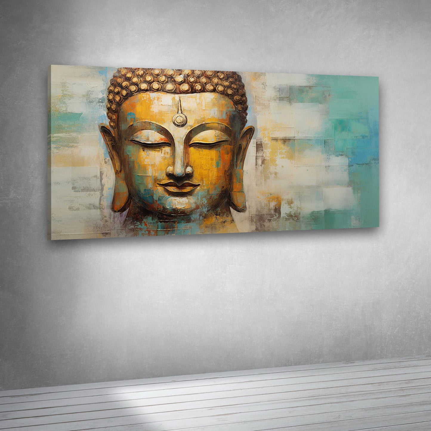 Serene Buddha Face Abstract Canvas Painting for Living Room & Meditation Space