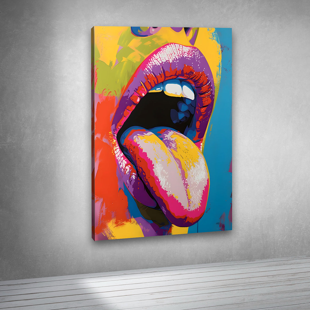 Pop Art Lips Canvas Painting Frame – Colorful Modern Abstract Canvas Wall Art Painting Frame for Living Room Wall Decor