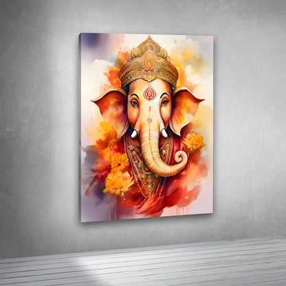 Lord Ganesha Canvas Painting Frame Spiritual Wall Decor for Living Room