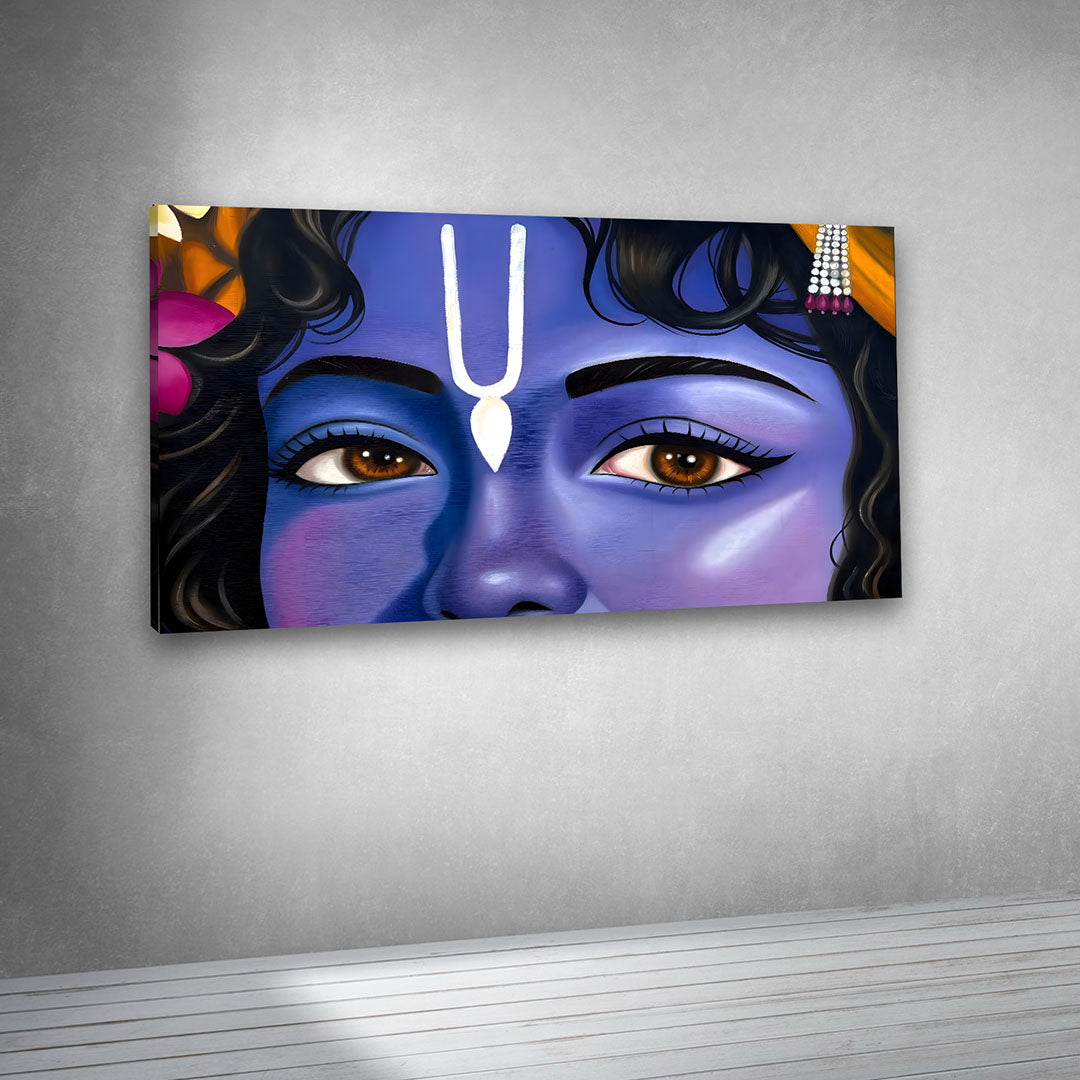 Krishna Eyes Close-Up Canvas Painting Frame Wide Wall Decor for Living Room