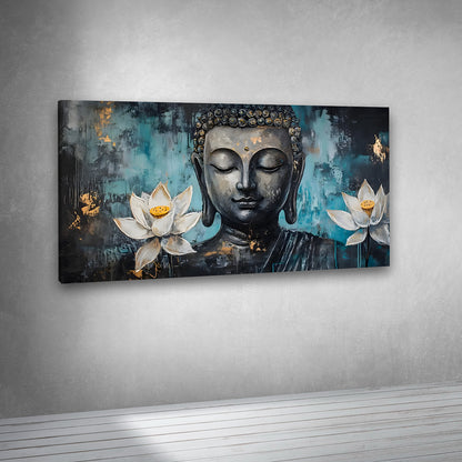 Buddha Lotus Canvas Painting Frame Zen Spiritual Wall Decor for Living Room