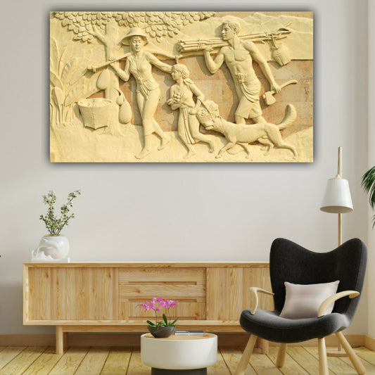 3d village family Abstract Canvas Wall painting Frame for Living Room Wall Decor Gifting