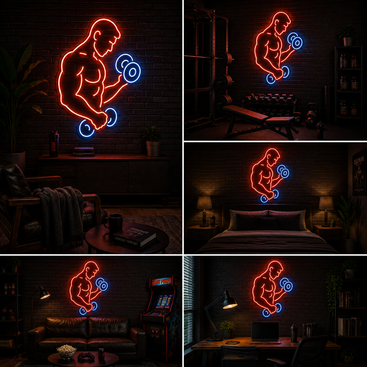 Bicep Workout Custom Neon Sign Board | Bodybuilder Neon Light Board | Custom Neon Light | Neon Sign Board Customised (30 By 36 Inches)