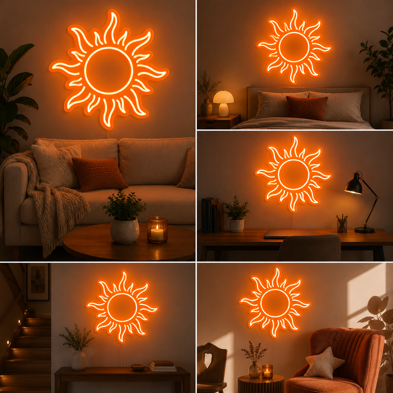 Sun Neon Sign Board | LED Aesthetic Neon Light for Bedroom & Living Room Wall Decor