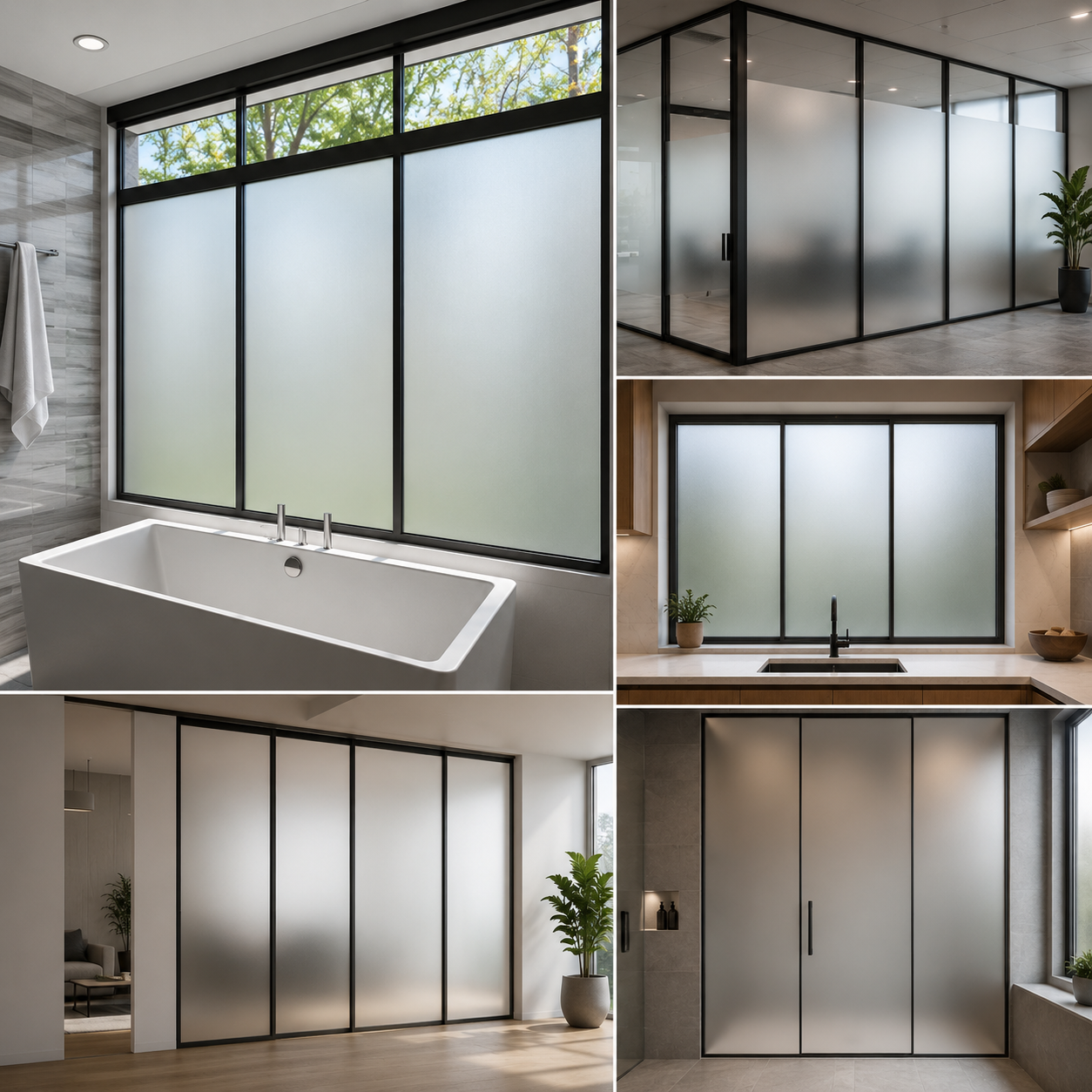 Bathroom Frosted Glass Film for Windows & Shower Areas | Waterproof Privacy Vinyl for Home | Matte Glass Sticker