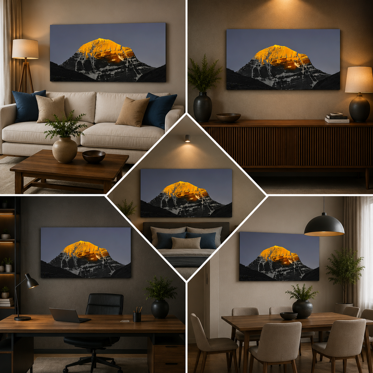 Kailash Mountain Parvat Canvas Painting Frame for Living Room | Big Large Size Canvas Painting Wall Frame