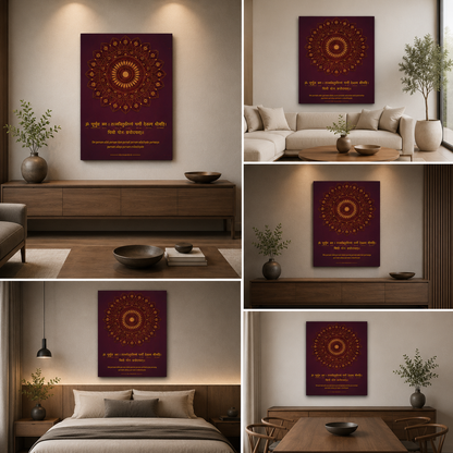 Gayatri Mantra Canvas Painting Frame – Sacred Hindu Spiritual Mandala Canvas Wall Art Painting Frame for Living Room, Meditation & Temple Decor