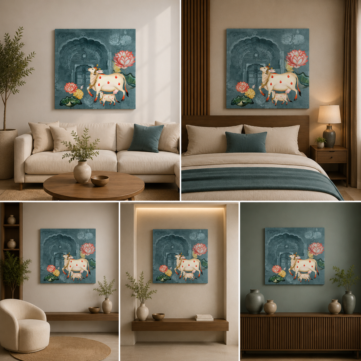 Rajathani Pichwai Art Painting for Living Room Decor