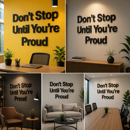 Motivational Acrylic Wall Sign Don’t Stop Until You’re Proud – 3D Typography Wall Decor for Office, Workspace & Study Room