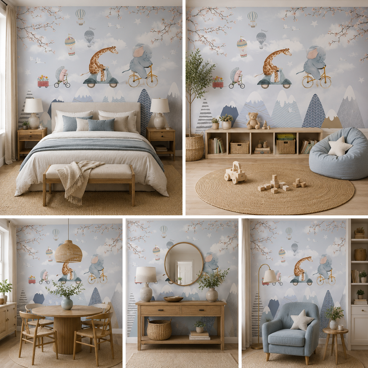 Cartoon Theme Self- Adhesive Wallpaper for Childrens Room