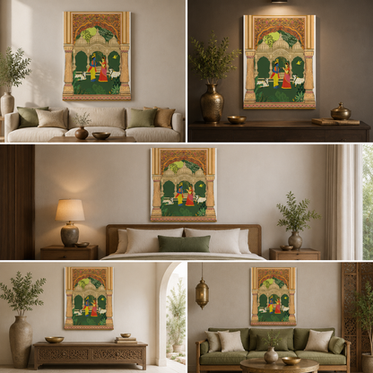 Radha Krishna Traditional Pichwai Style Canvas Wall Painting | Spiritual Indian Art Wall Decor | Premium Religious Artwork