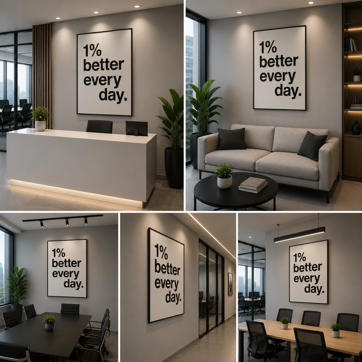 Motivational Acrylic Wall Quote Sign 1% Better Every Day – Minimal Typography Wall Decor for Office, Study Room & Workspace
