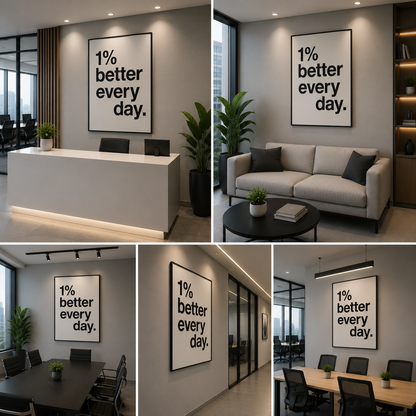 Motivational Acrylic Wall Quote Sign 1% Better Every Day – Minimal Typography Wall Decor for Office, Study Room & Workspace