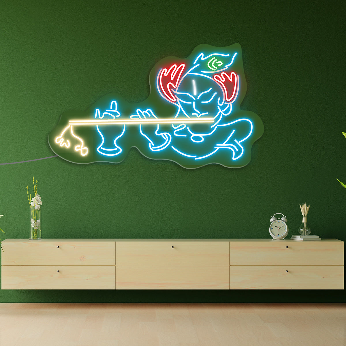 Beautiful Lord Krishna Neon Light Wall Decor 